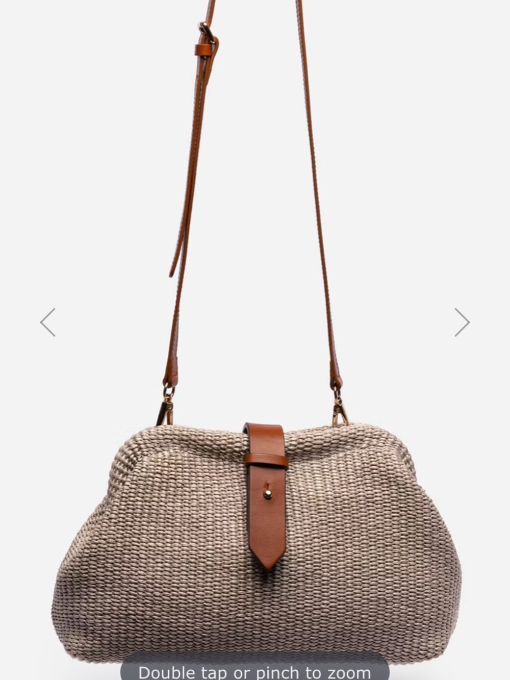 Johnny Italian Raffia Crossbody Clutch with Leather Trim